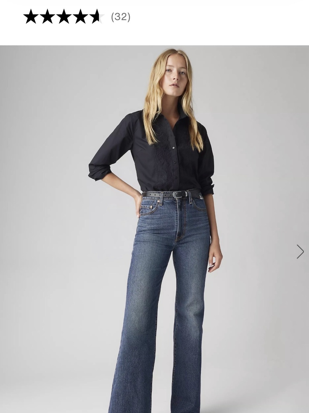 Levi’s Ribcage Bell High-Rise Women's Jeans in Medium Blue 29 x 30